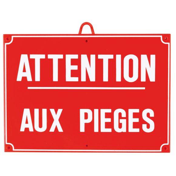 Attention piège dim 28 x 20 cm, Rouge