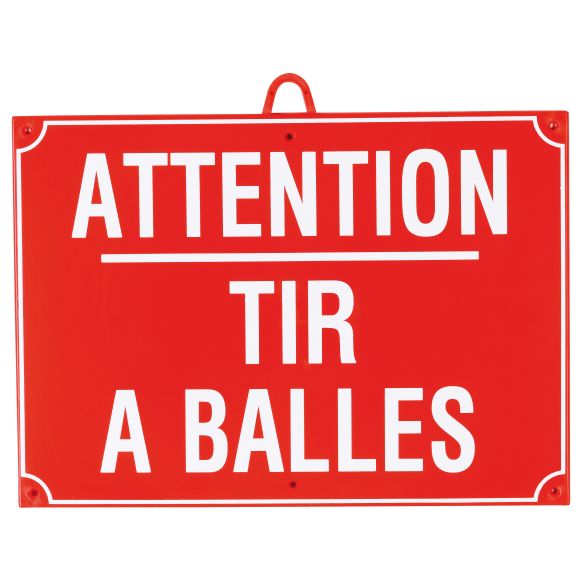 Attention tir à balles dim 28 x 20 cm, Rouge