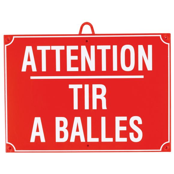 Attention tir à balles dim 28 x 20 cm, Rouge