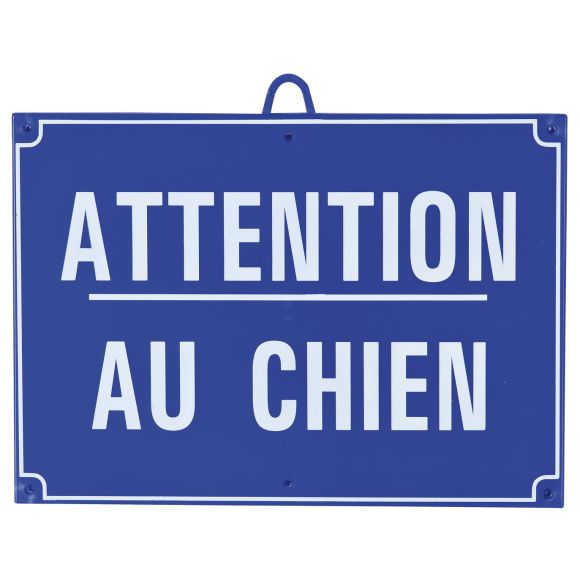 Attention au chien dim 28 x 20 cm, Bleu