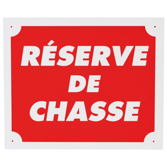 Panneau reserve de chasse dim 25 x 30 cm alu