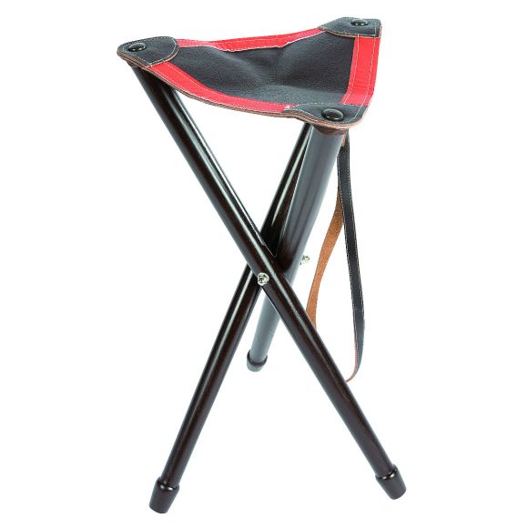Trépied Januel en bois avec assise en cuir avec bande fluo - 65 cm