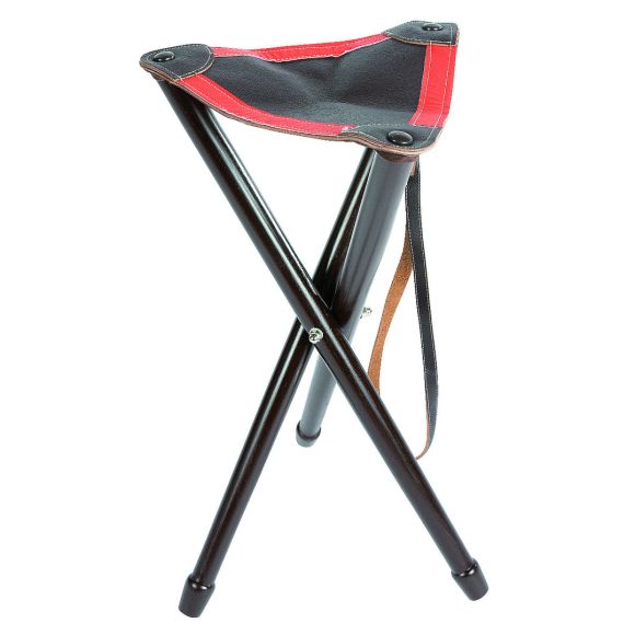 Trépied Januel en bois avec assise en cuir avec bande fluo - 65 cm